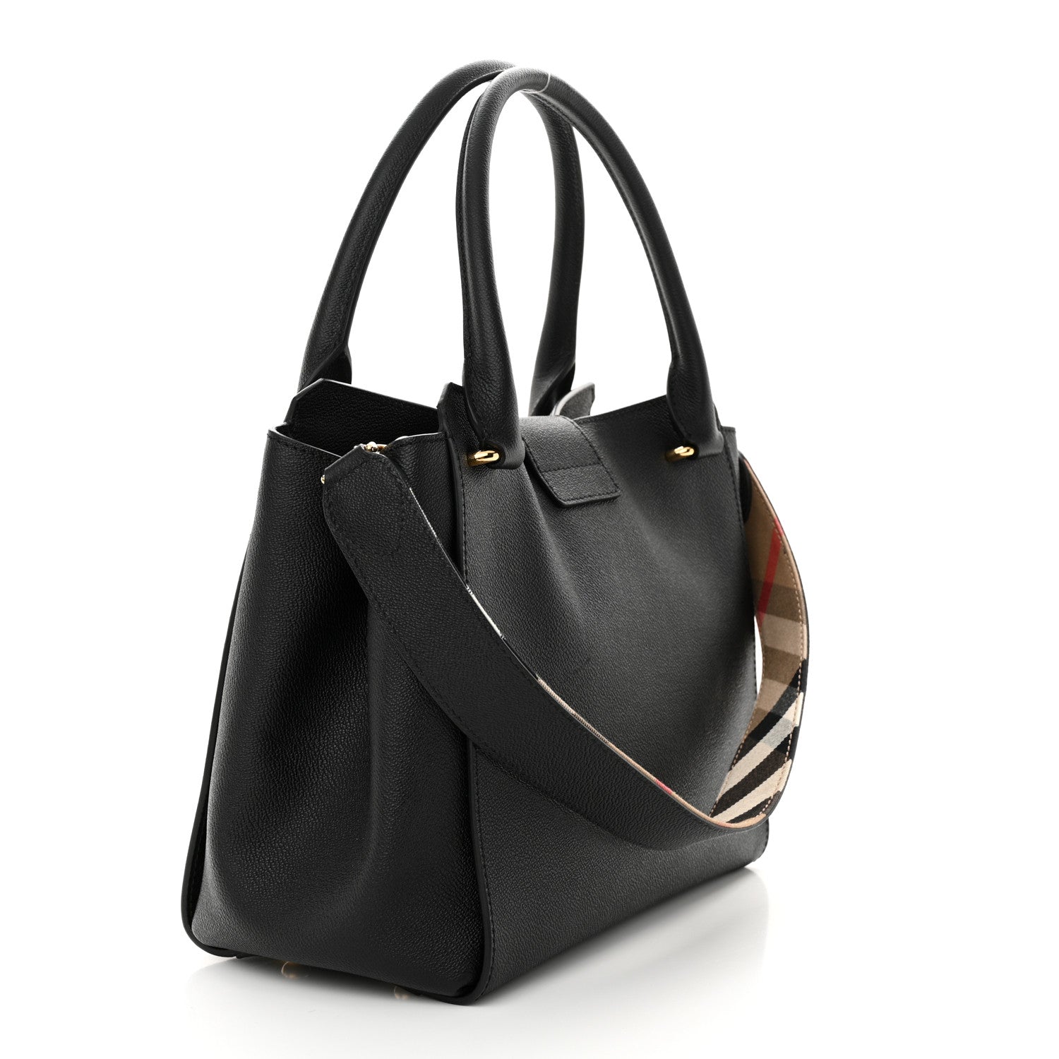 Burberry Soft Grain Calfskin Medium Buckle Tote Black 3 of 12