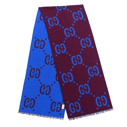 Gucci Wool Silk Monogram Jumbo GG Freedom Scarf Lacquer Blue 2 of 4