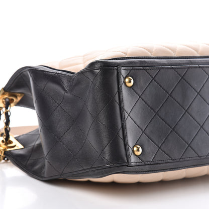 Chanel Lambskin Quilted Elegant CC Shopping Tote Beige Black 11 of 13