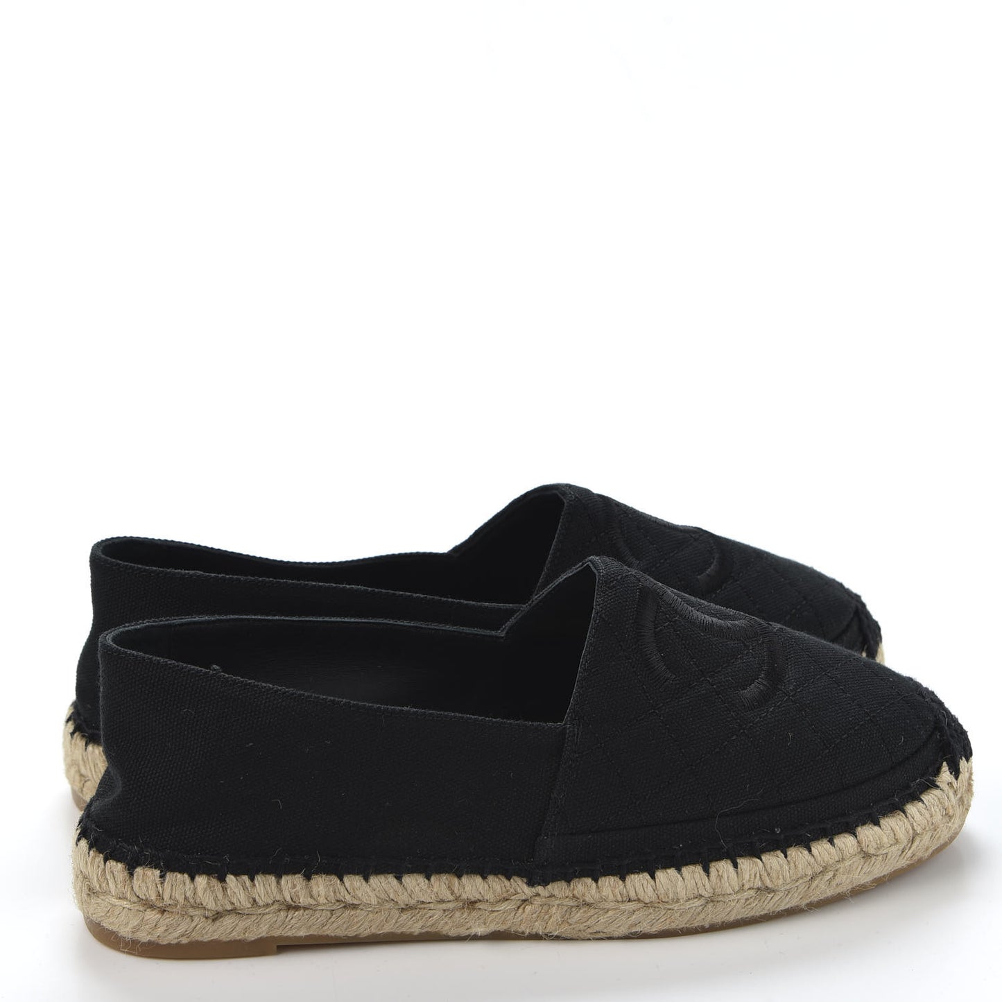 Fabric Patent Calfskin CC Espadrilles 37 Black