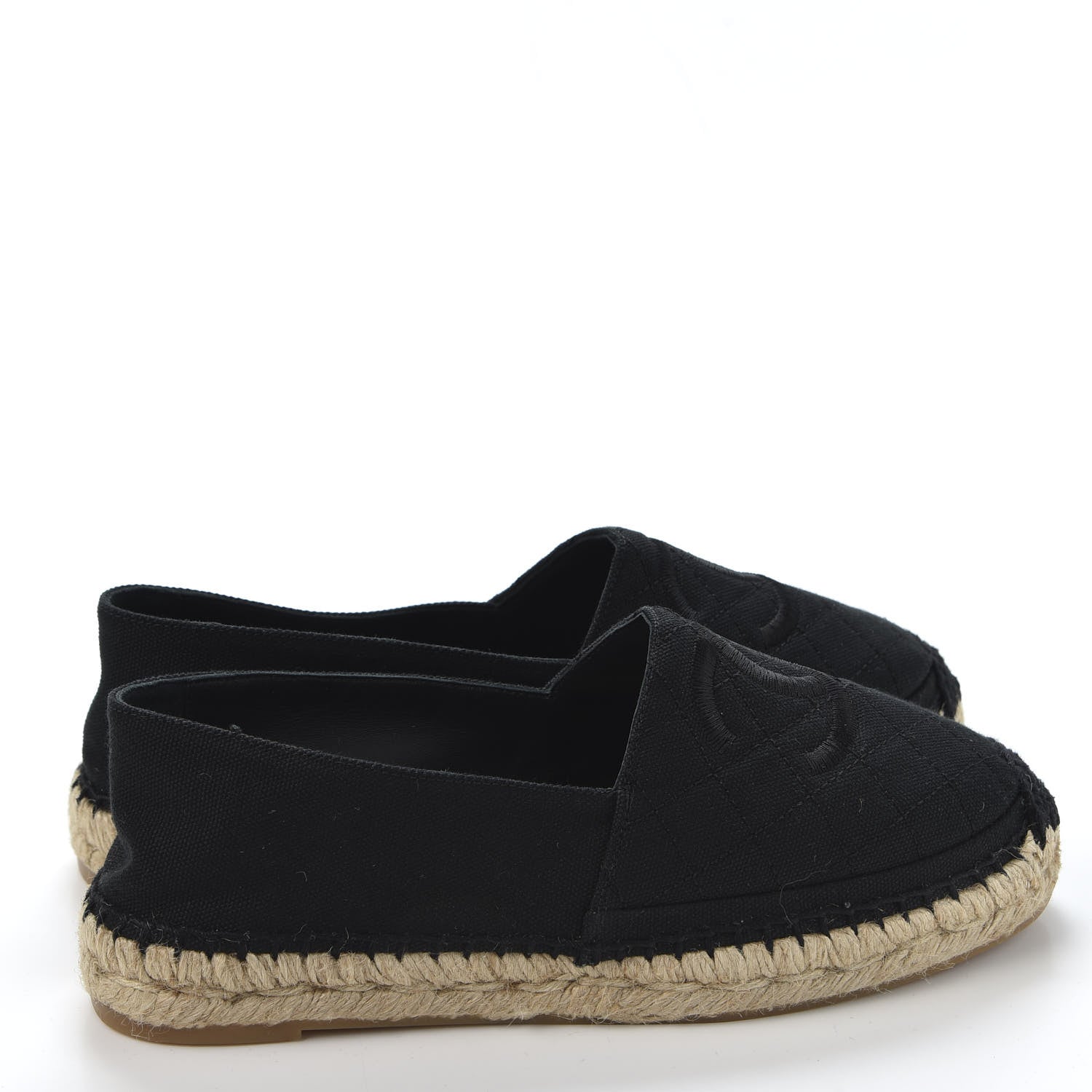 Chanel Fabric Patent Calfskin CC Espadrilles 37 Black 4 of 10