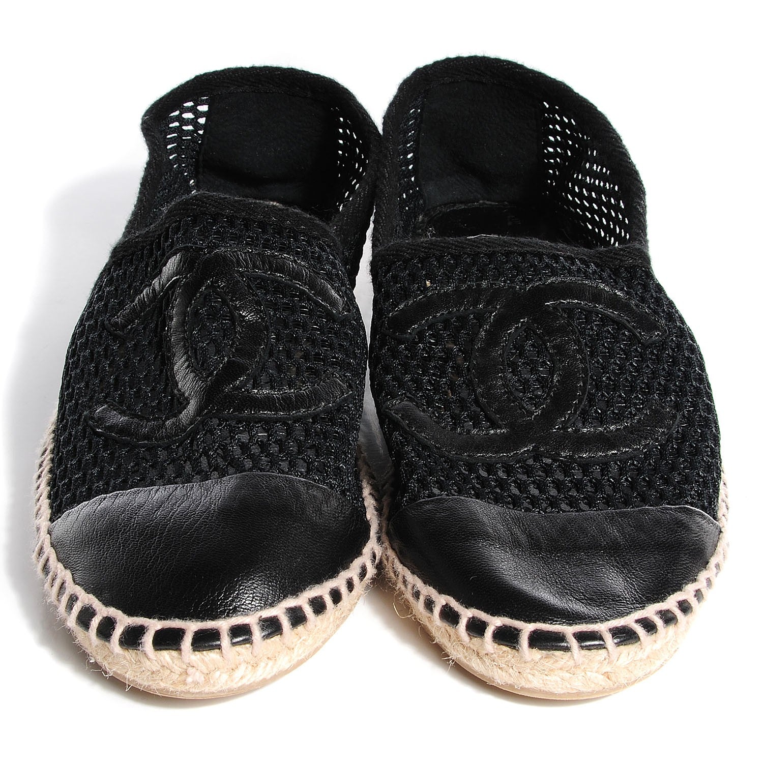Chanel Mesh Lambskin Espadrilles 38 Black 2 of 4