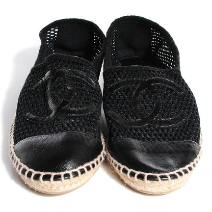 Chanel Mesh Lambskin Espadrilles 38 Black 2 of 4