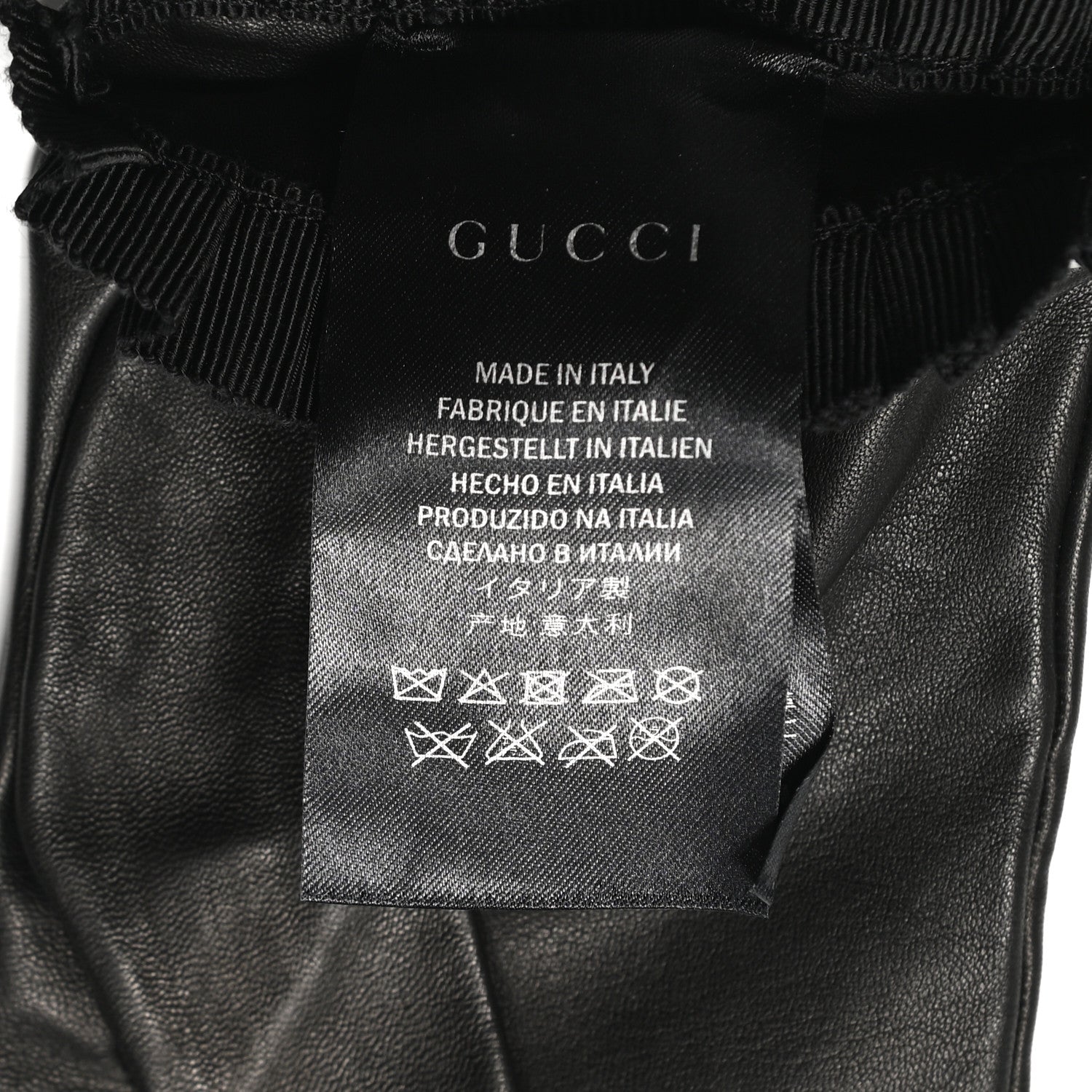 Gucci Nappa Pearl Fingerless Short Gloves 8 L Black 4 of 5