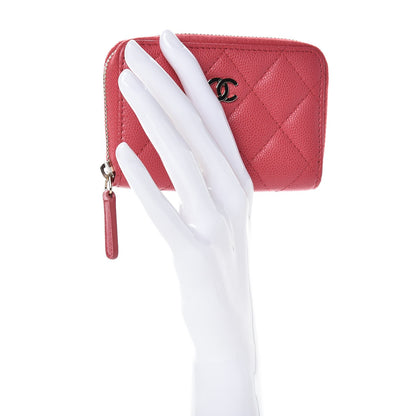 Chanel Caviar Quilted Zip Coin Purse Dark Pink 2 of 8