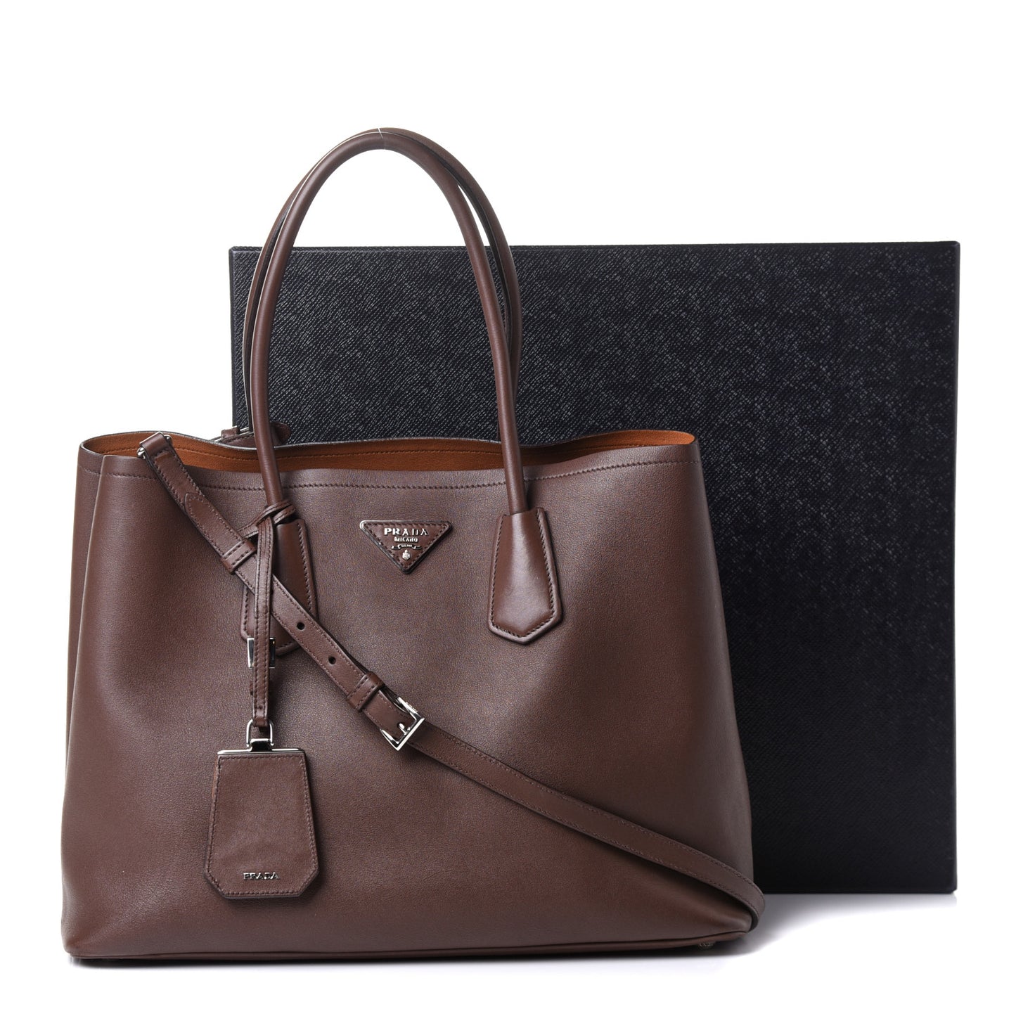 Saffiano Cuir Small Double Bag Cacao