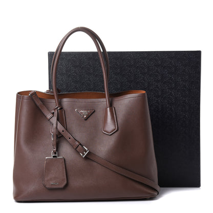 Prada Saffiano Cuir Small Double Bag Cacao 22 of 22