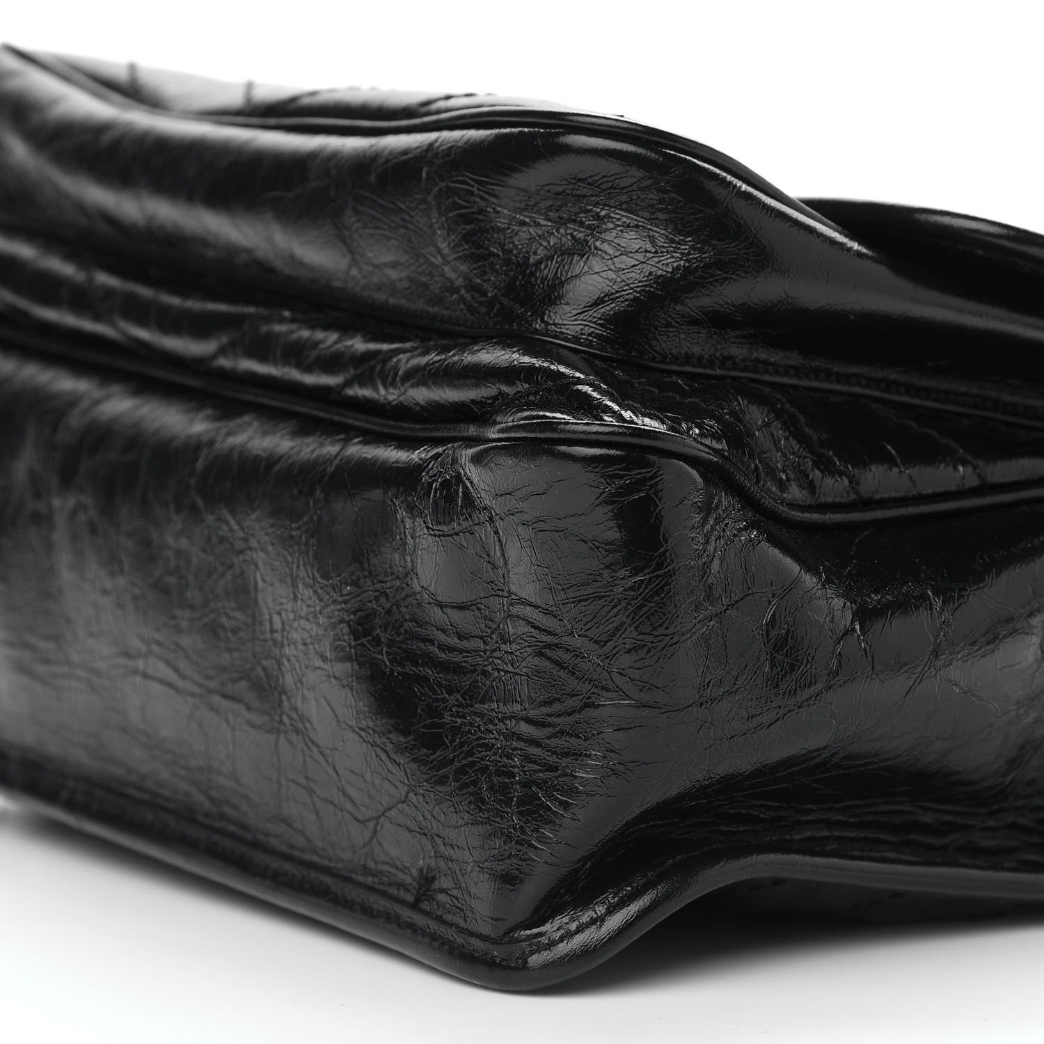 Saint Laurent Crinkled Calfskin Matelasse Monogram Large Niki Chain Satchel Black 6 of 12