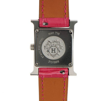 Hermes Stainless Steel Alligator 21mm Heure H Hour Quartz Watch Framboise 5 of 8