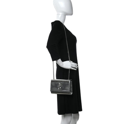 Saint Laurent Vinyl Mirror Small Classic Monogram Kate Satchel Argento 2 of 8