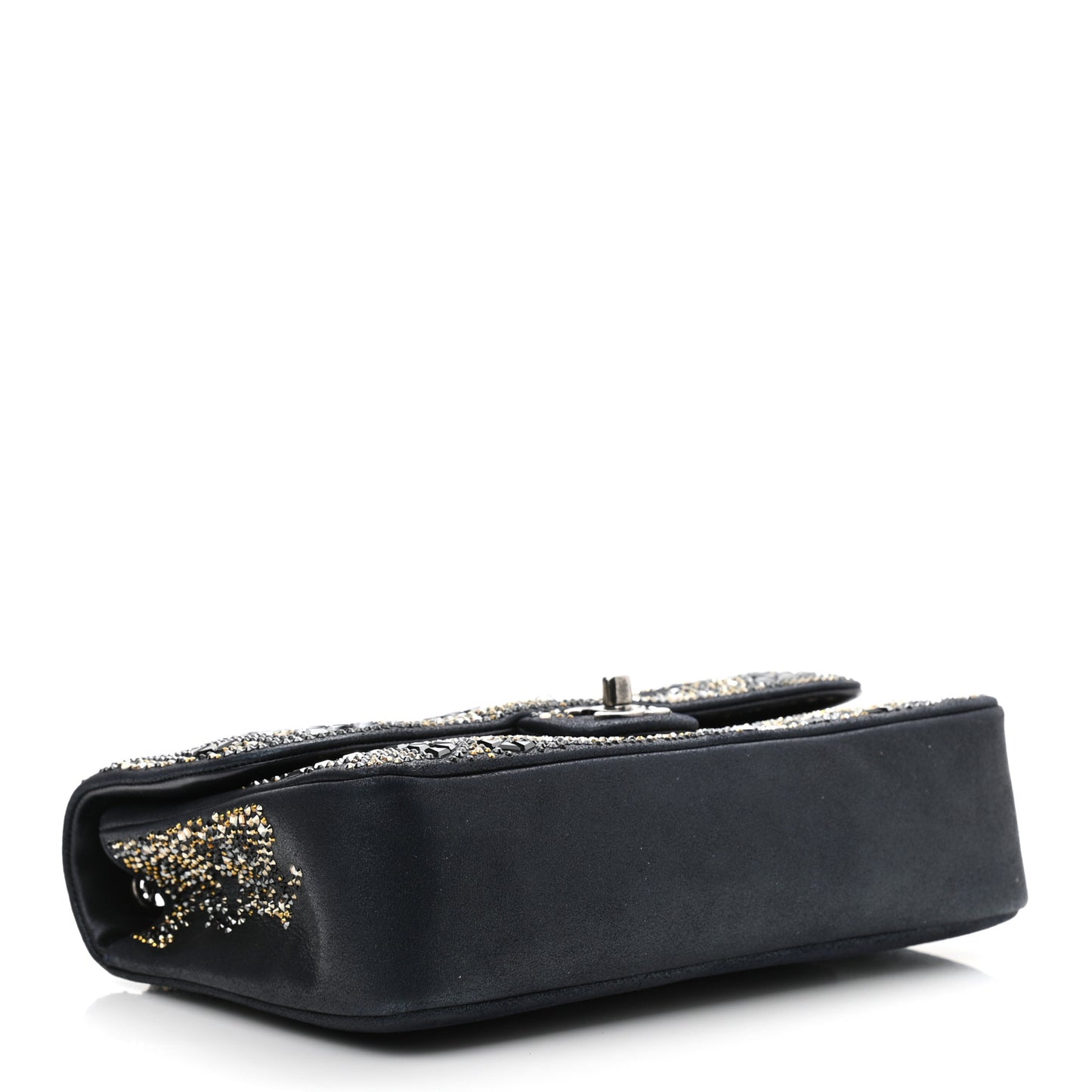 Oxidized Goatskin Strass Buonasera Medium Flap Dark Blue