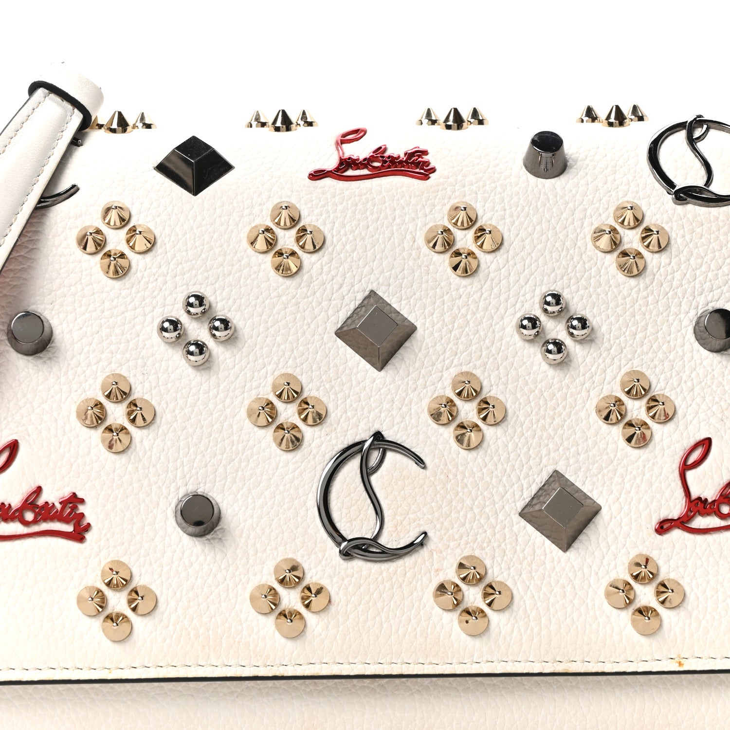 Christian Louboutin Calfskin Spikes Loubinthesky Paloma Clutch Snow 8 of 10