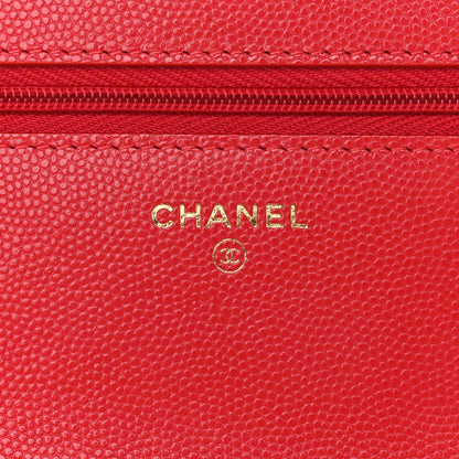 Chanel Caviar Quilted Wallet On Chain WOC Red 6 of 12