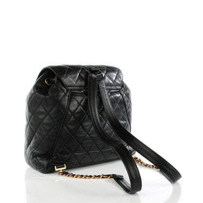 Chanel Lambskin Quilted Drawstring Backpack Black 3 of 9