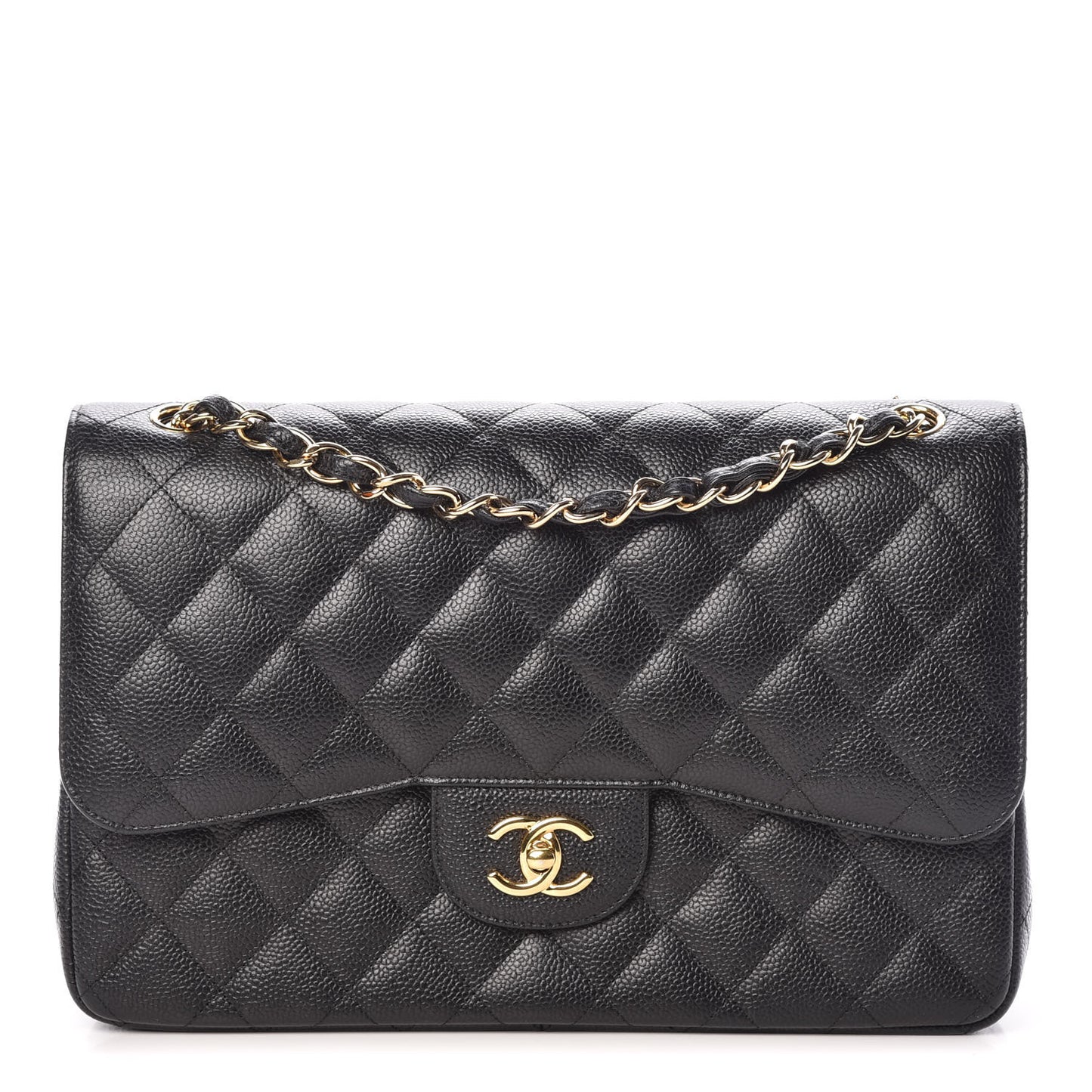 Caviar Quilted Jumbo Double Flap Black
