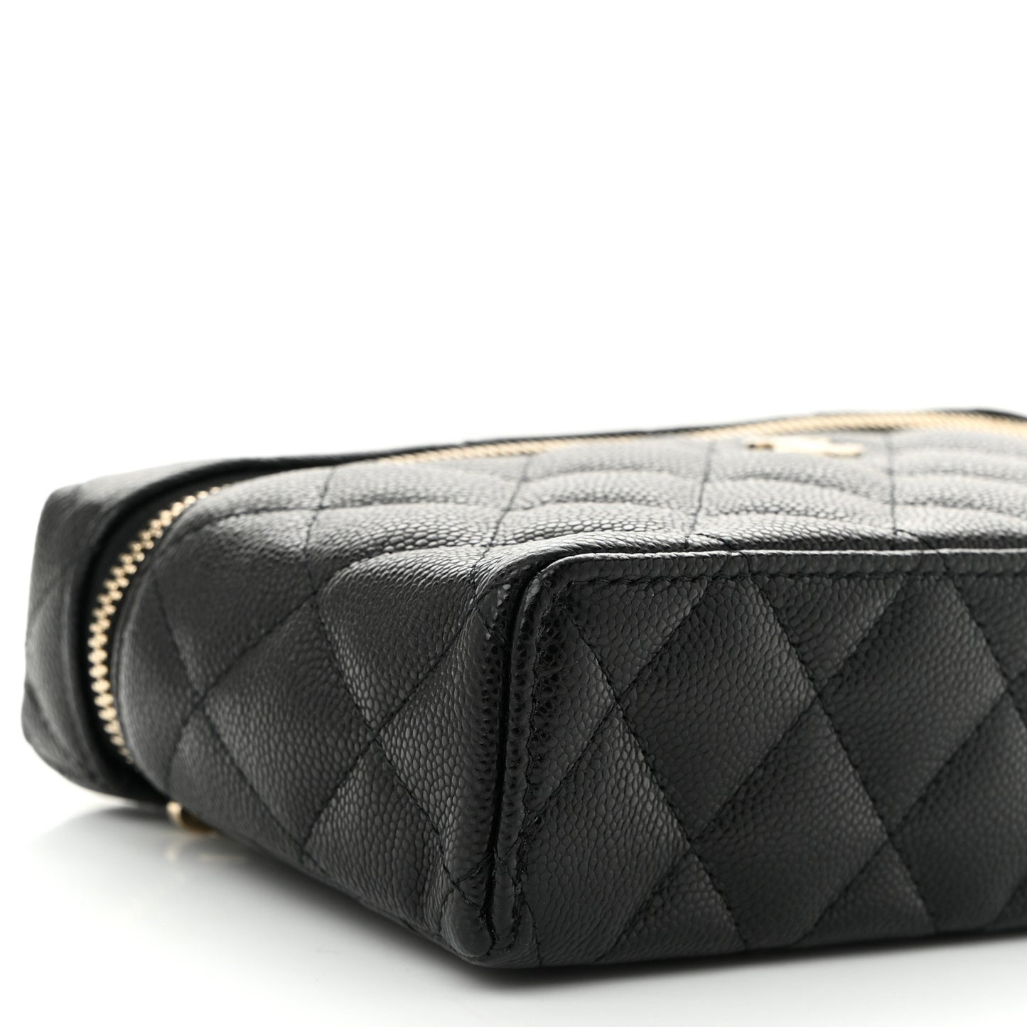 Caviar Quilted Top Handle Slim Vanity With Chain Black