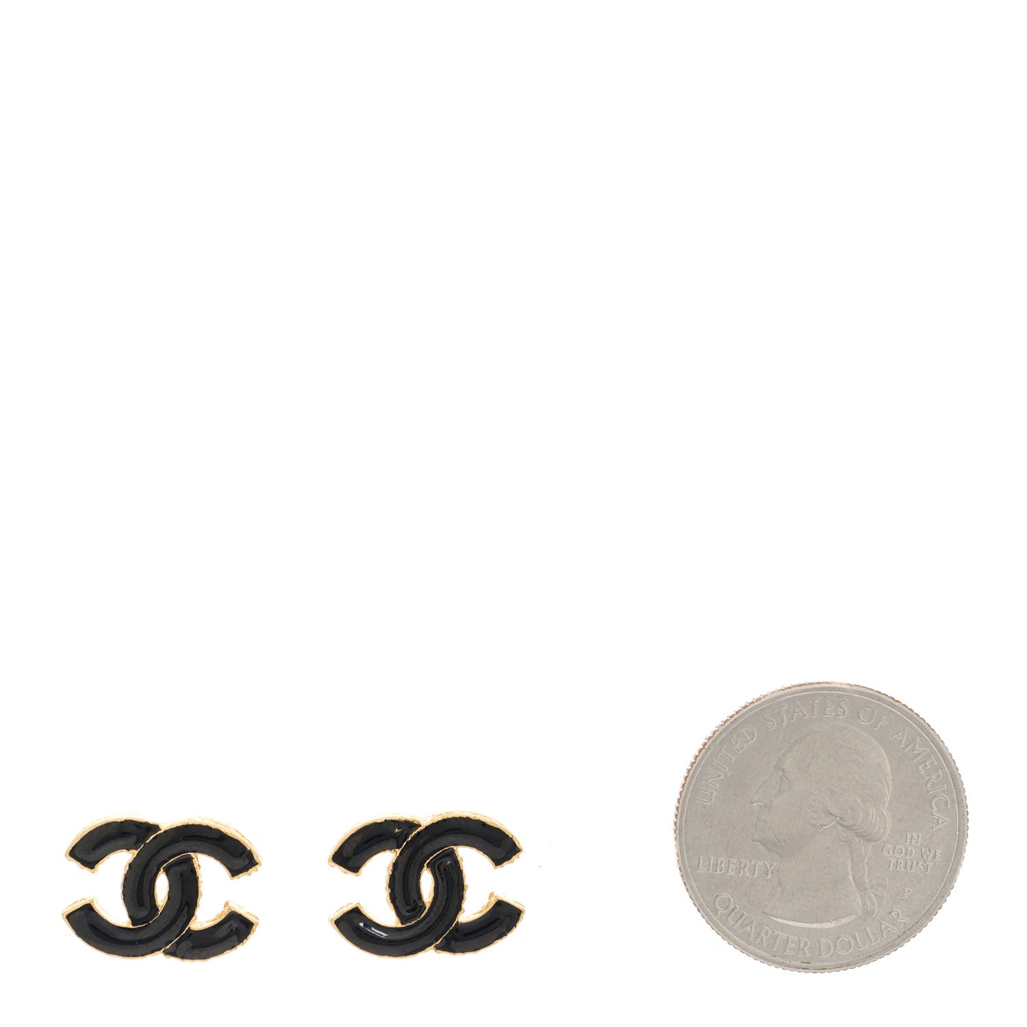 Chanel Metal Enamel CC Earrings Black Gold 2 of 5