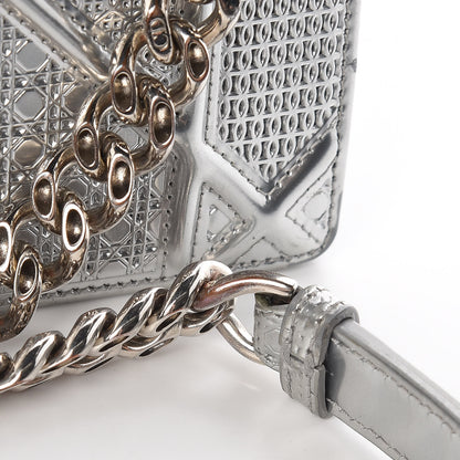 Christian Dior Metallic Patent Micro-Cannage Small Diorama Flap Bag Silver 22 of 25
