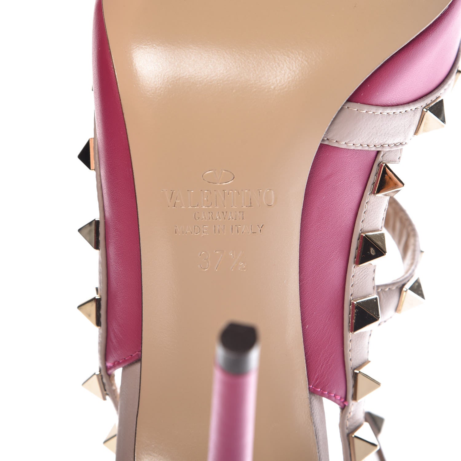 Valentino Garavani Nappa Rockstud Ankle Strap Pumps 37.5 Deep Cyclamin Poudre 6 of 9