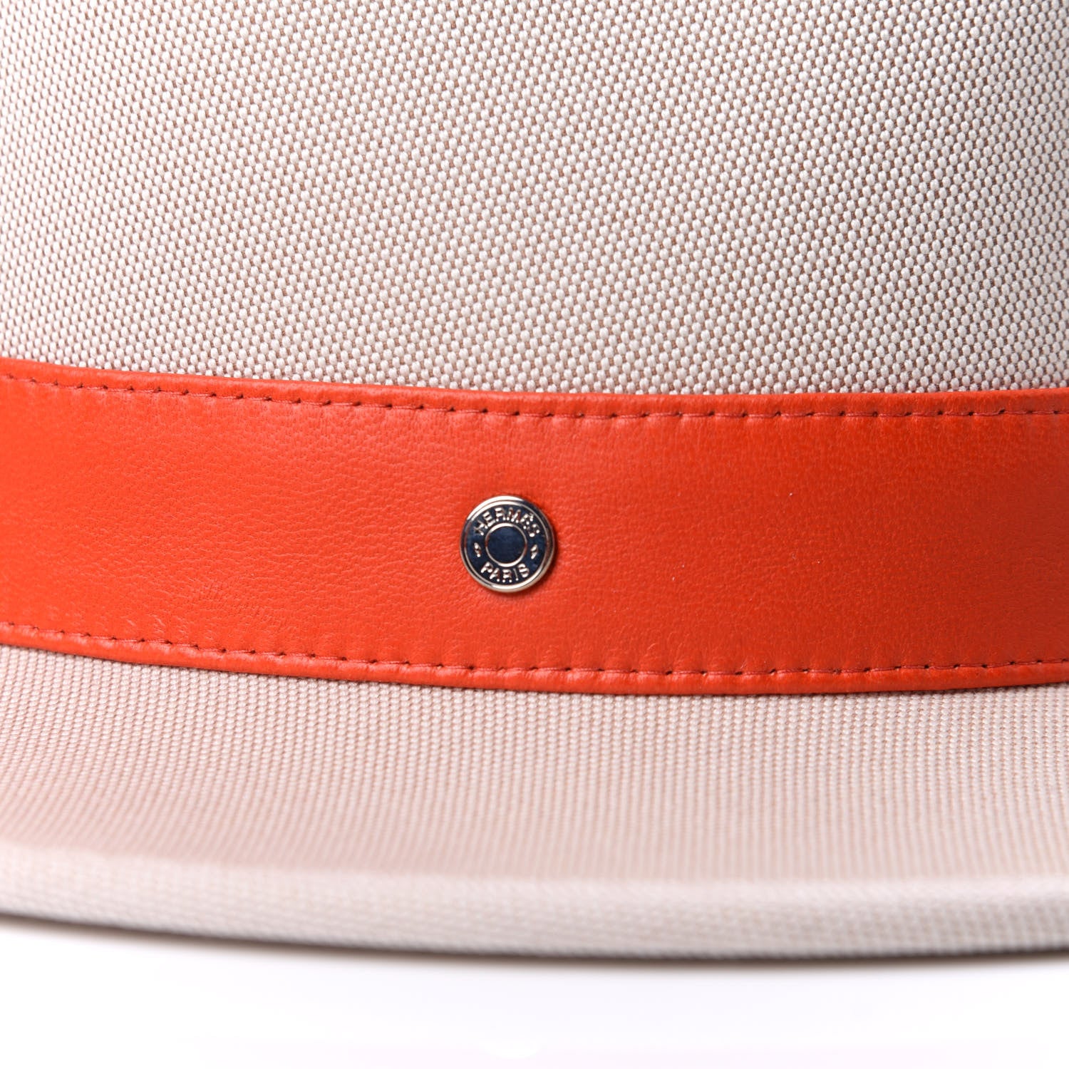 Hermes Toile Lambskin Ossie Hat 56 Noisette Rubis 6 of 7