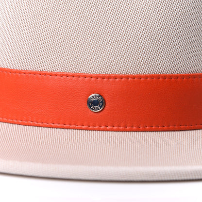 Hermes Toile Lambskin Ossie Hat 56 Noisette Rubis 6 of 7