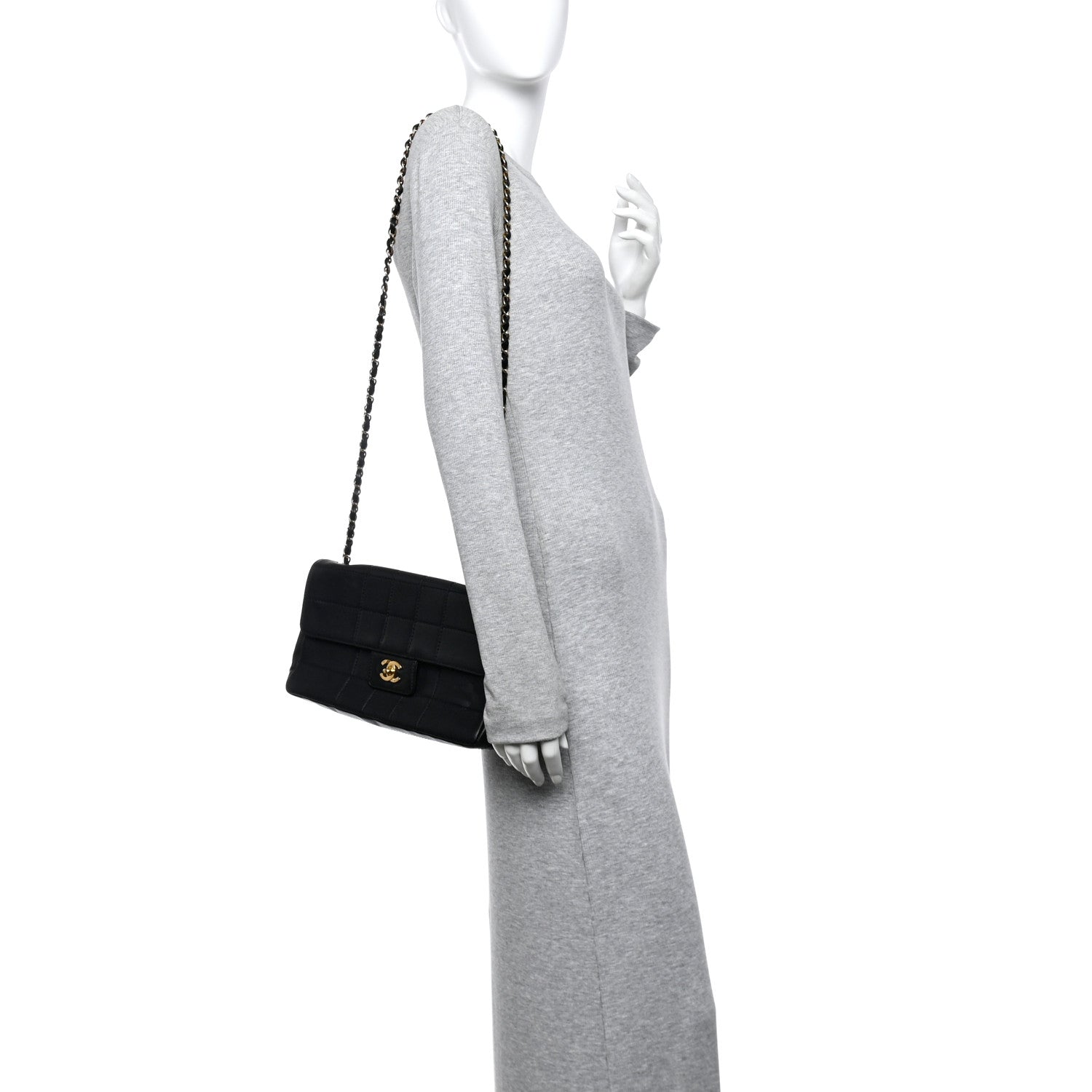 Chanel Lambskin Stitched Chocolate Bar Single Flap Black 2 of 13