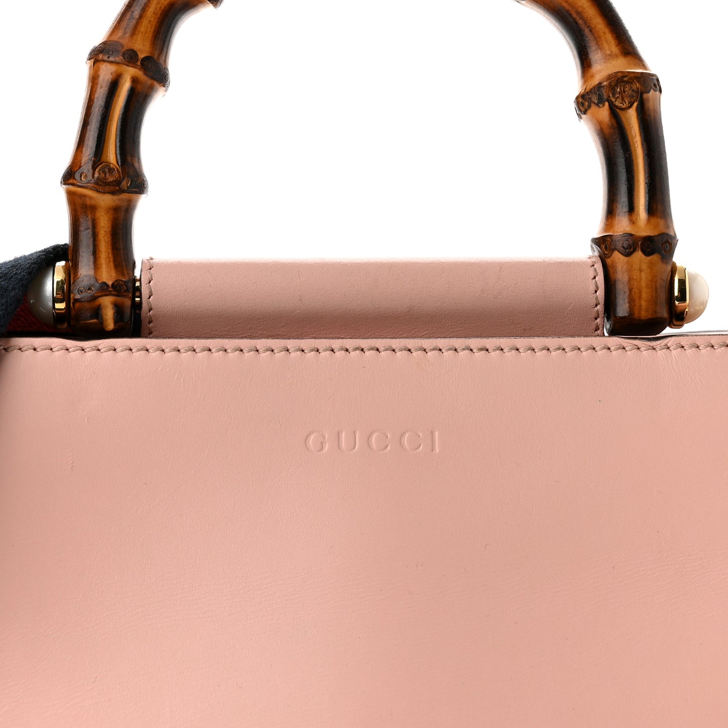 Nappa Bamboo Web Mini Nymphaea Top Handle Bag Perfect Pink Mystic White