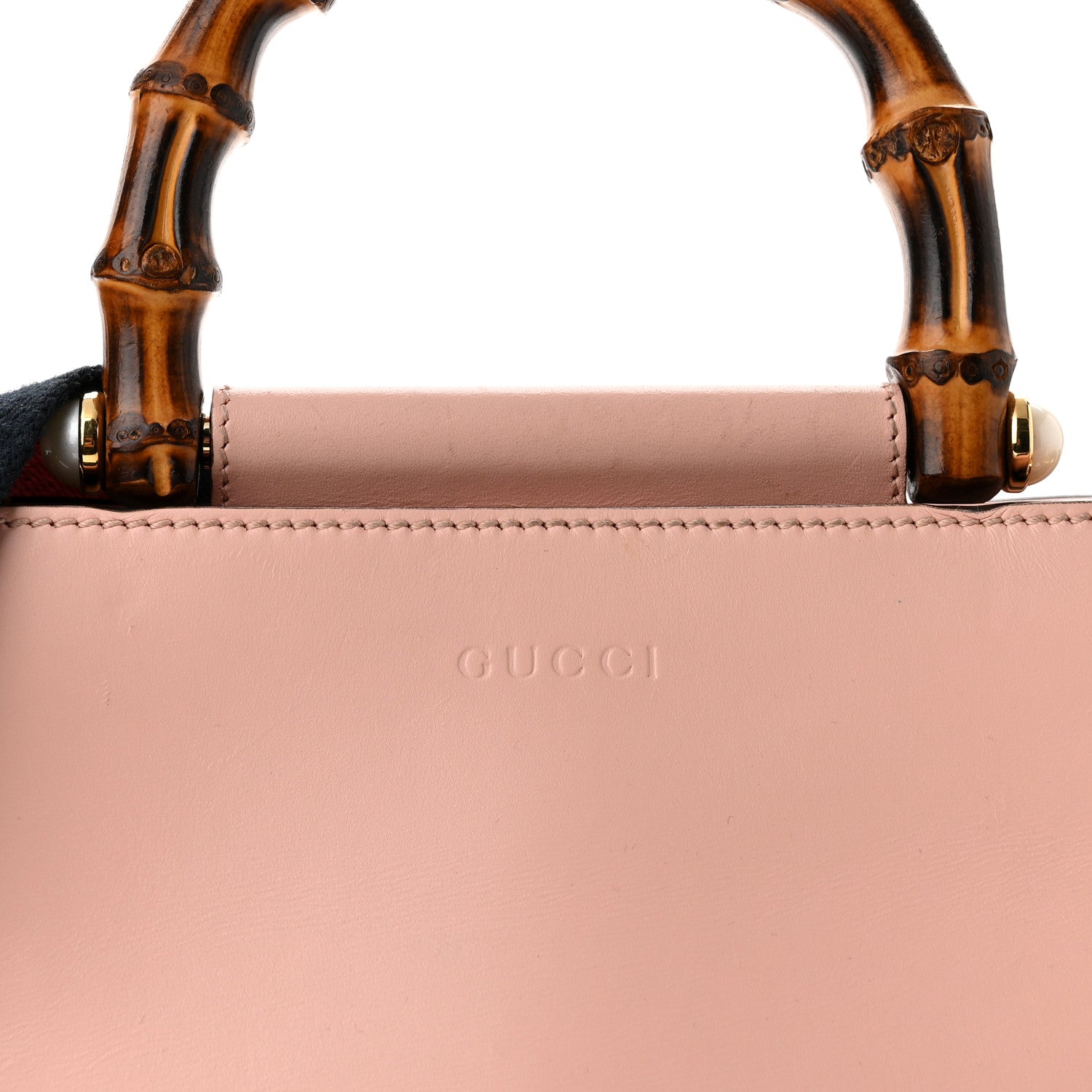 Gucci Nappa Bamboo Web Mini Nymphaea Top Handle Bag Perfect Pink Mystic White 8 of 10