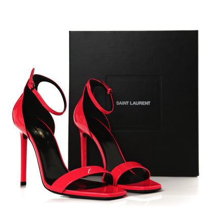 Saint Laurent Patent Calfskin Amber 105 Ankle Strap Sandals 41 Fuchsia Fluo 9 of 9