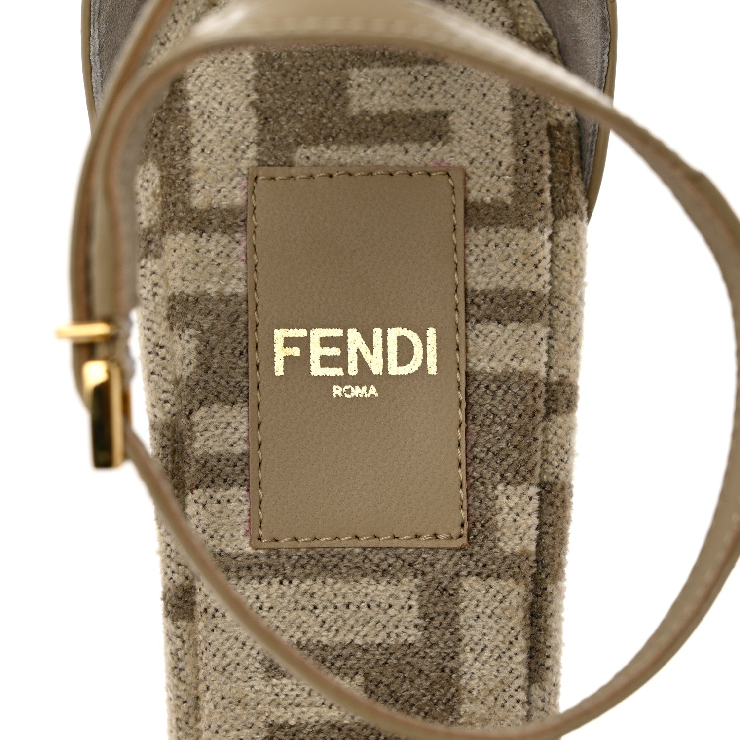 Fendi Chenille Jacquard FF Cut Baguette Ankle Strap 105mm Pumps 37.5 Tortora Nuvola 6 of 7