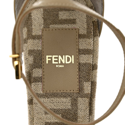 Fendi Chenille Jacquard FF Cut Baguette Ankle Strap 105mm Pumps 37.5 Tortora Nuvola 6 of 7
