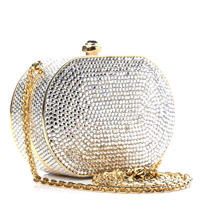 Judith Leiber Swarovski Crystal Minaudiere Clutch Gold Silver 2 of 7