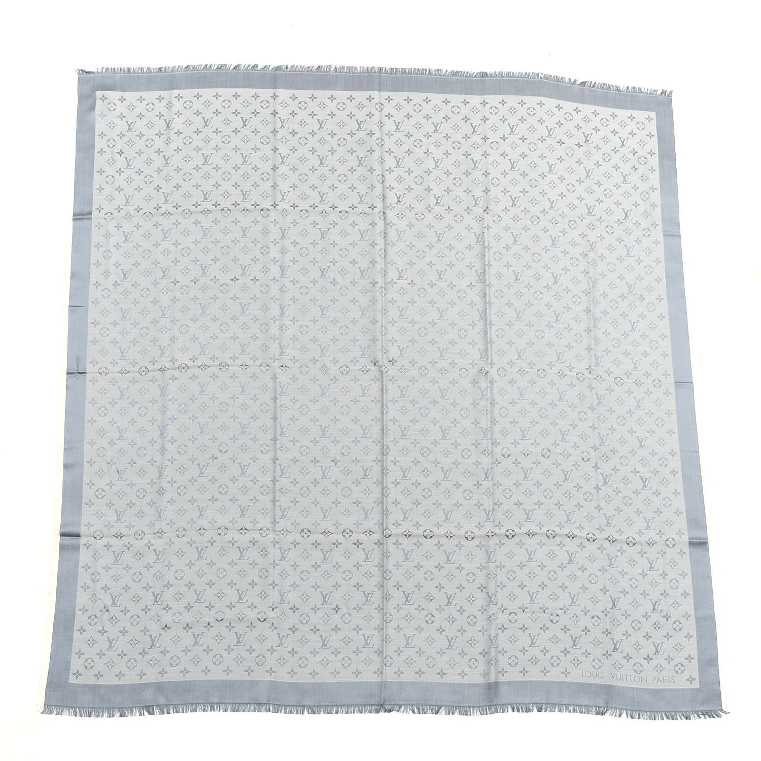 Louis Vuitton Silk Wool Monogram Denim Shawl Blue Clair 1 of 3