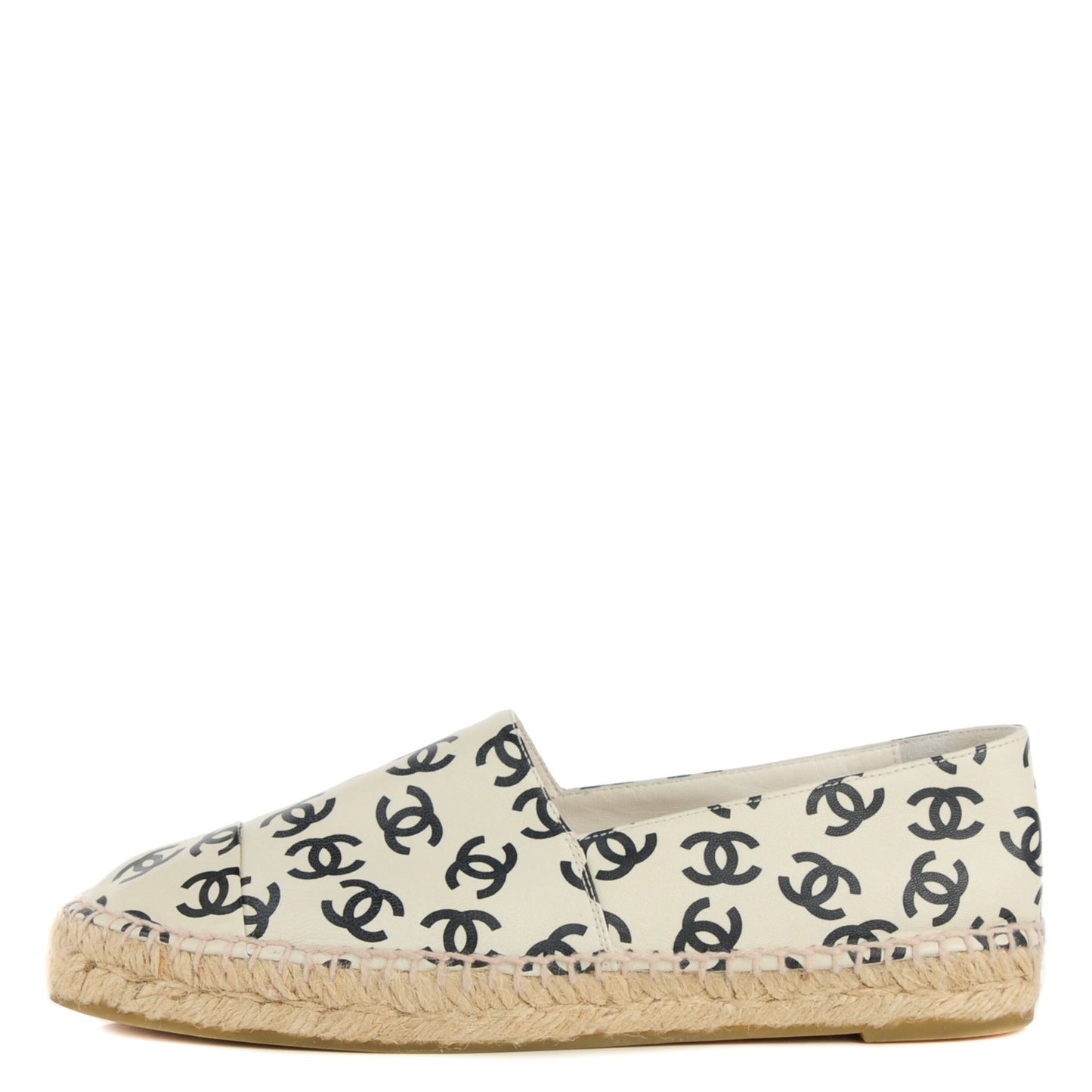 Lambskin Printed CC Espadrilles 38 White Black