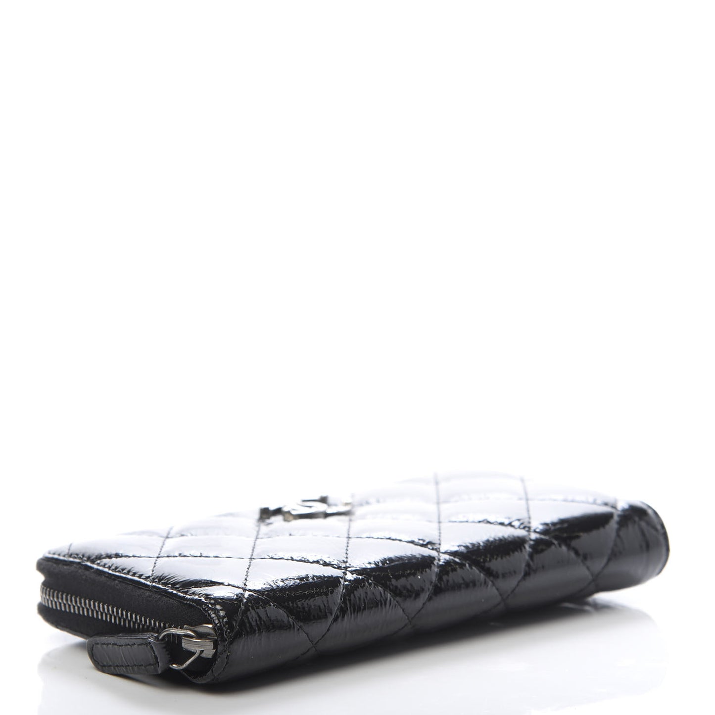 Patent Goatskin Paris Dallas Zip Around Wallet Black