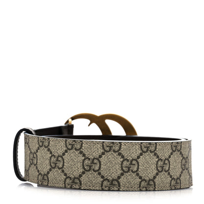 Gucci GG Supreme Monogram Matte Plutone Calfskin Double G 40mm Belt 70 28 Beige Ebony New Acero 2 of 4