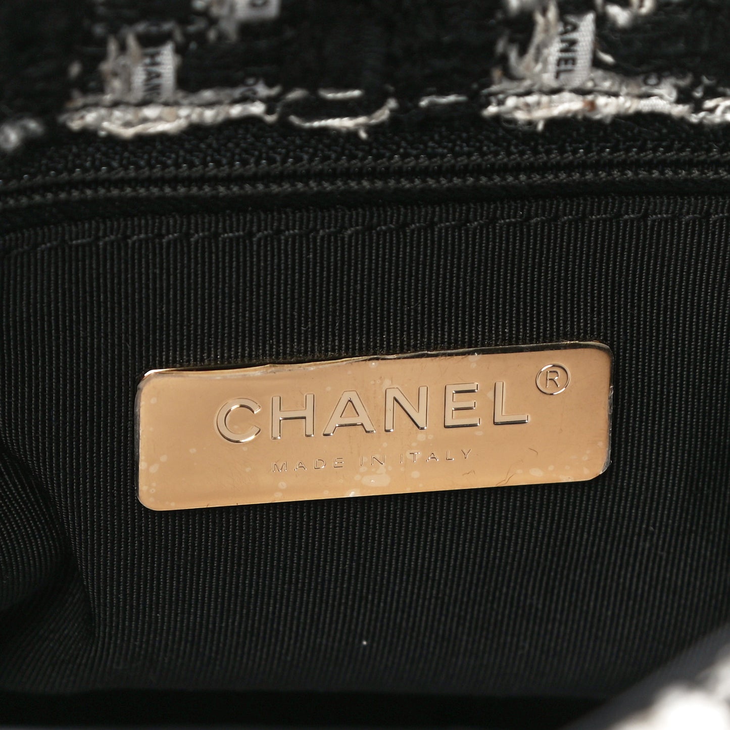 Tweed Quilted Large Chanel 19 Flap Black Ecru White