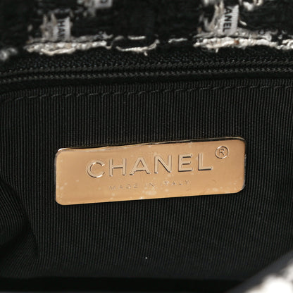 Chanel Tweed Quilted Large Chanel 19 Flap Black Ecru White 5 of 9
