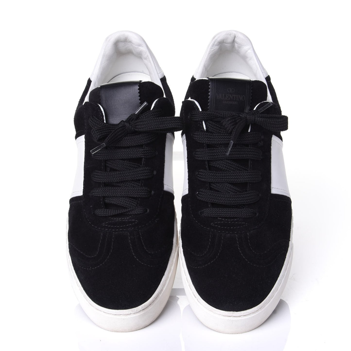 Suede Calfskin Womens Rockstud Flycrew Sneakers 40 Black White