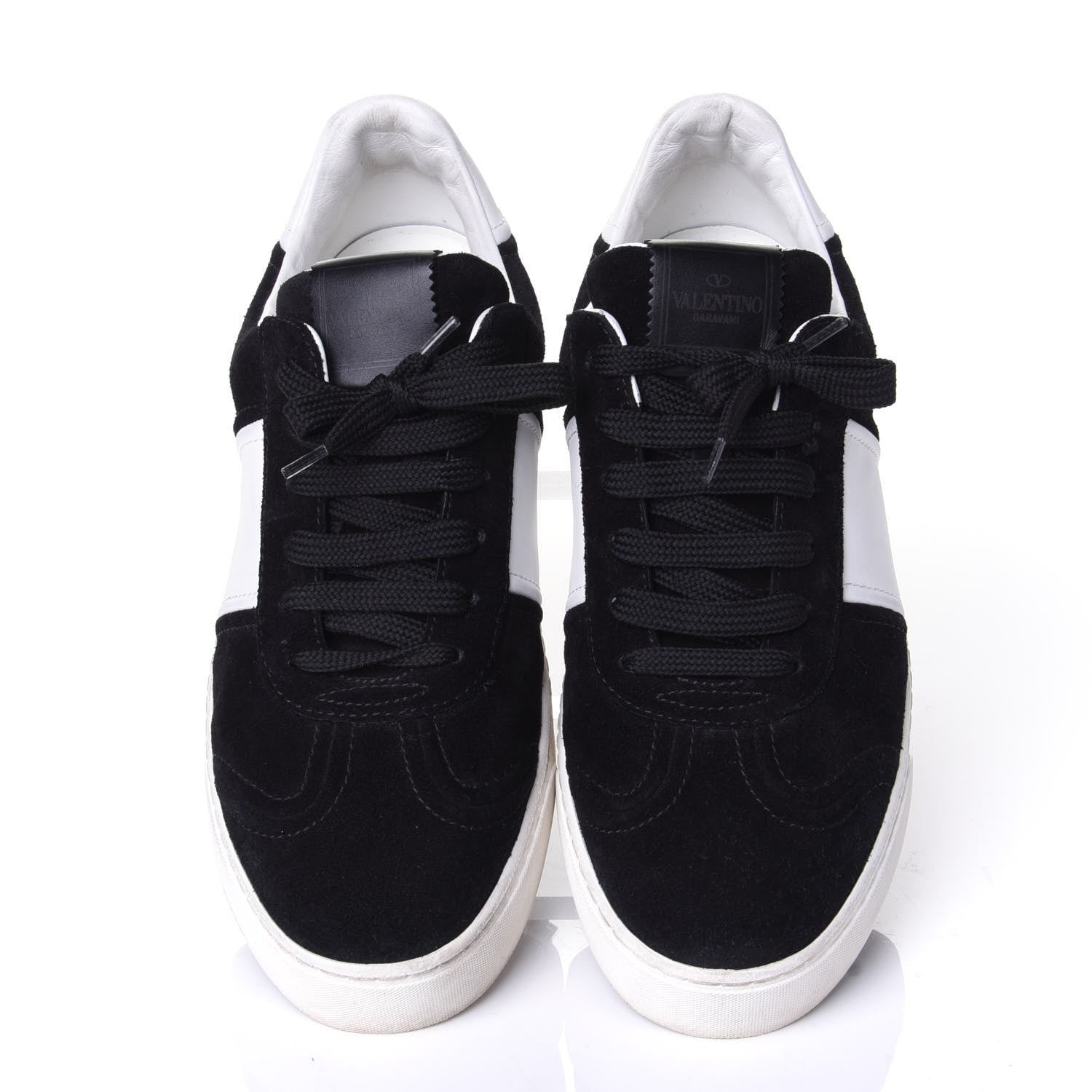 Valentino Garavani Suede Calfskin Womens Rockstud Flycrew Sneakers 40 Black White 5 of 12