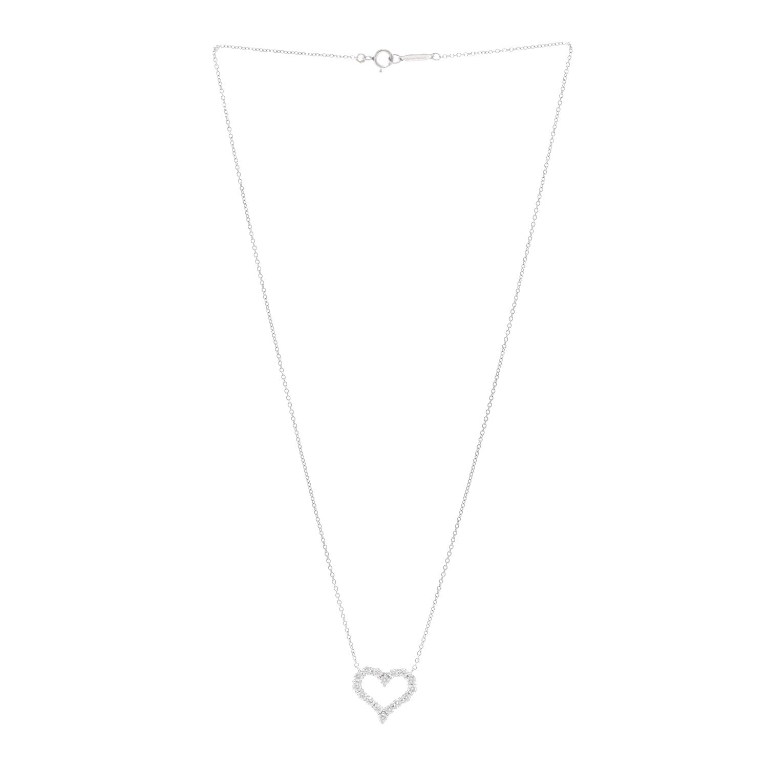 Tiffany Platinum Diamond Small Heart Pendant Necklace 3 of 4