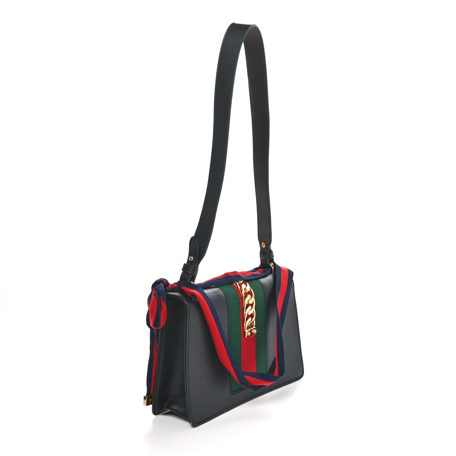 Gucci Calfskin Small Sylvie Shoulder Bag Black 2 of 10