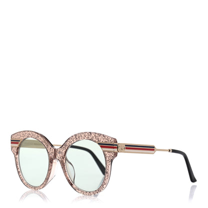 Gucci Acetate Round Frame Web Glitter GG0282SA Sunglasses Pink 1 of 8