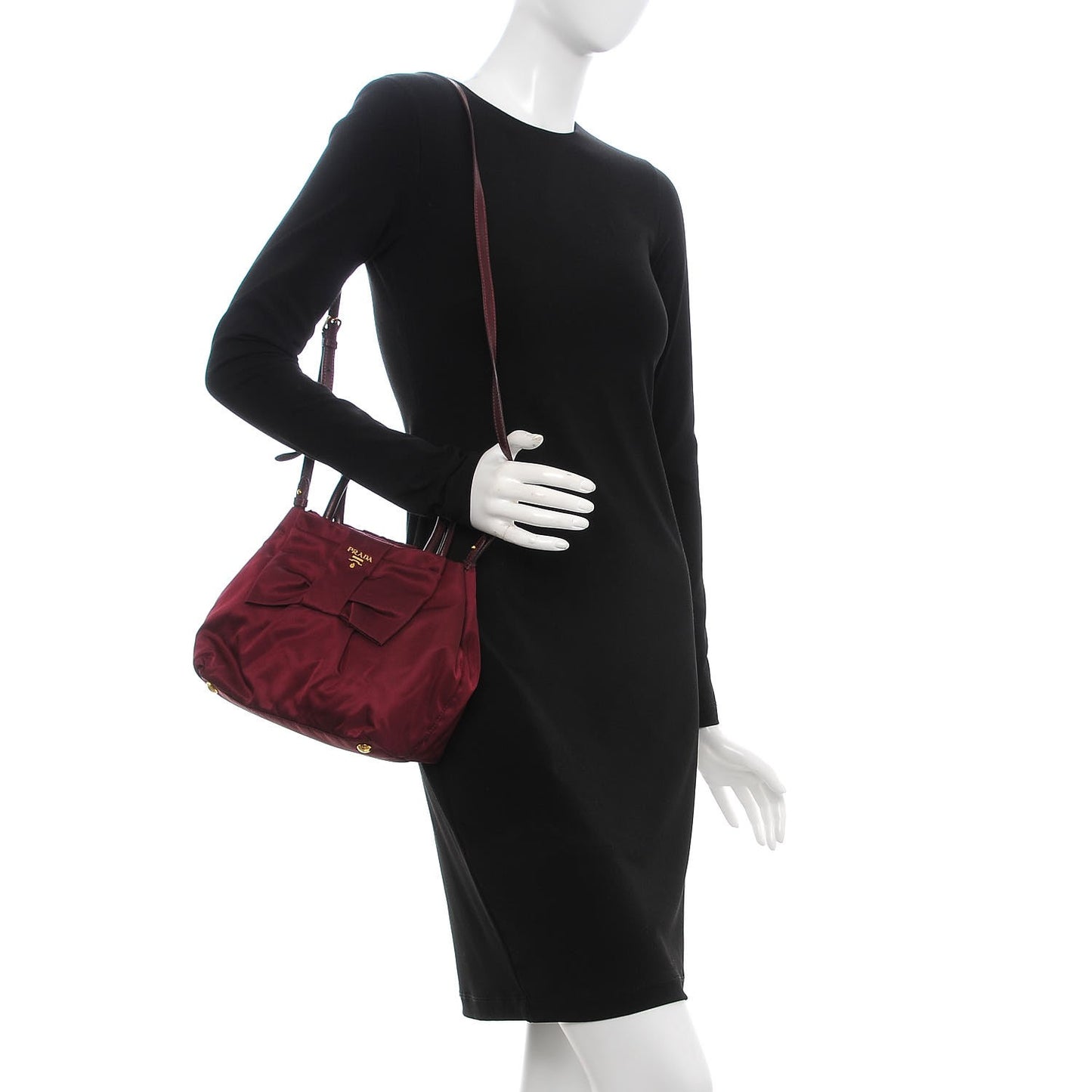 Nylon Tessuto Fiocco Bow Tote Wine