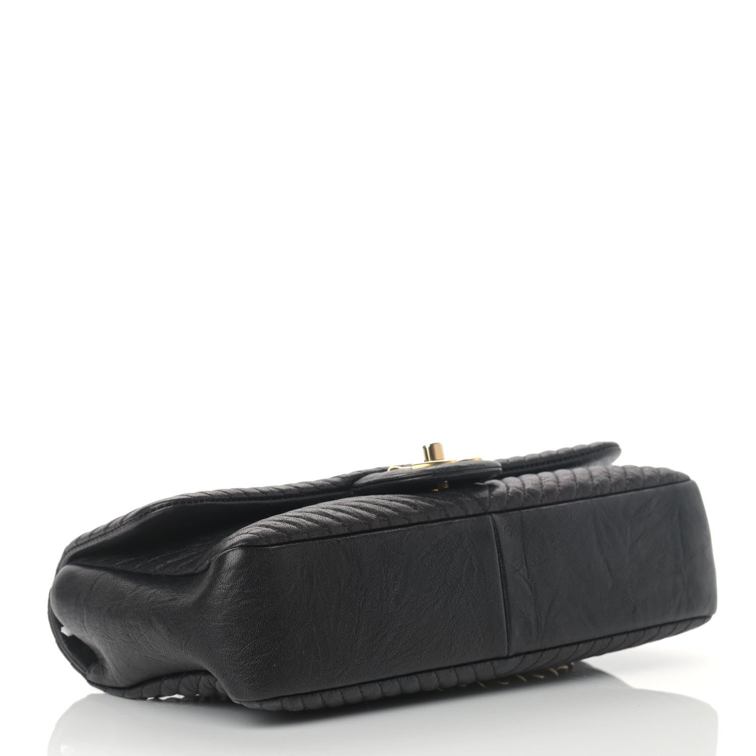 Chanel Wrinkled Lambskin Chevron Quilted Medium Surpique Flap Black 4 of 12