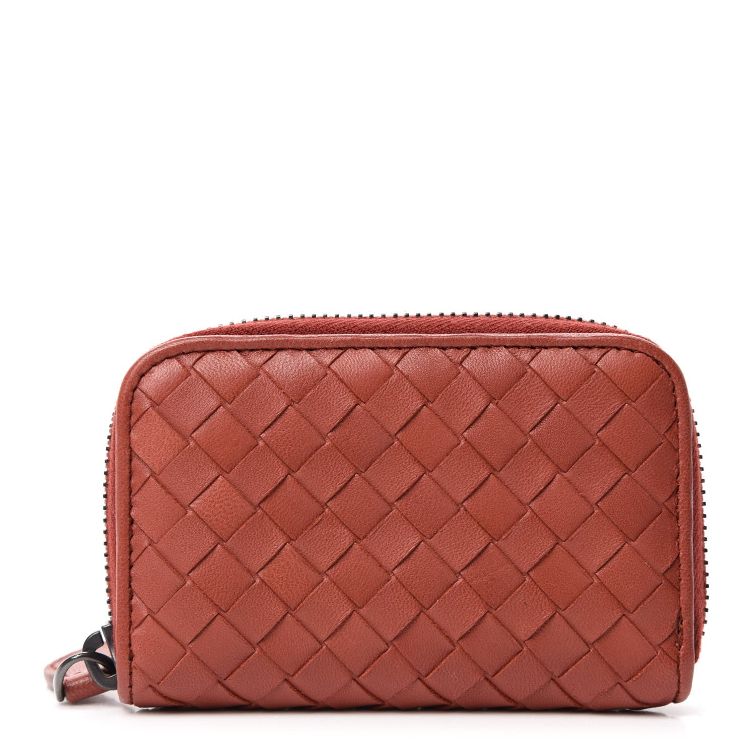 Bottega Veneta Nappa Intrecciato Zip Around Coin Purse Brique 1 of 8