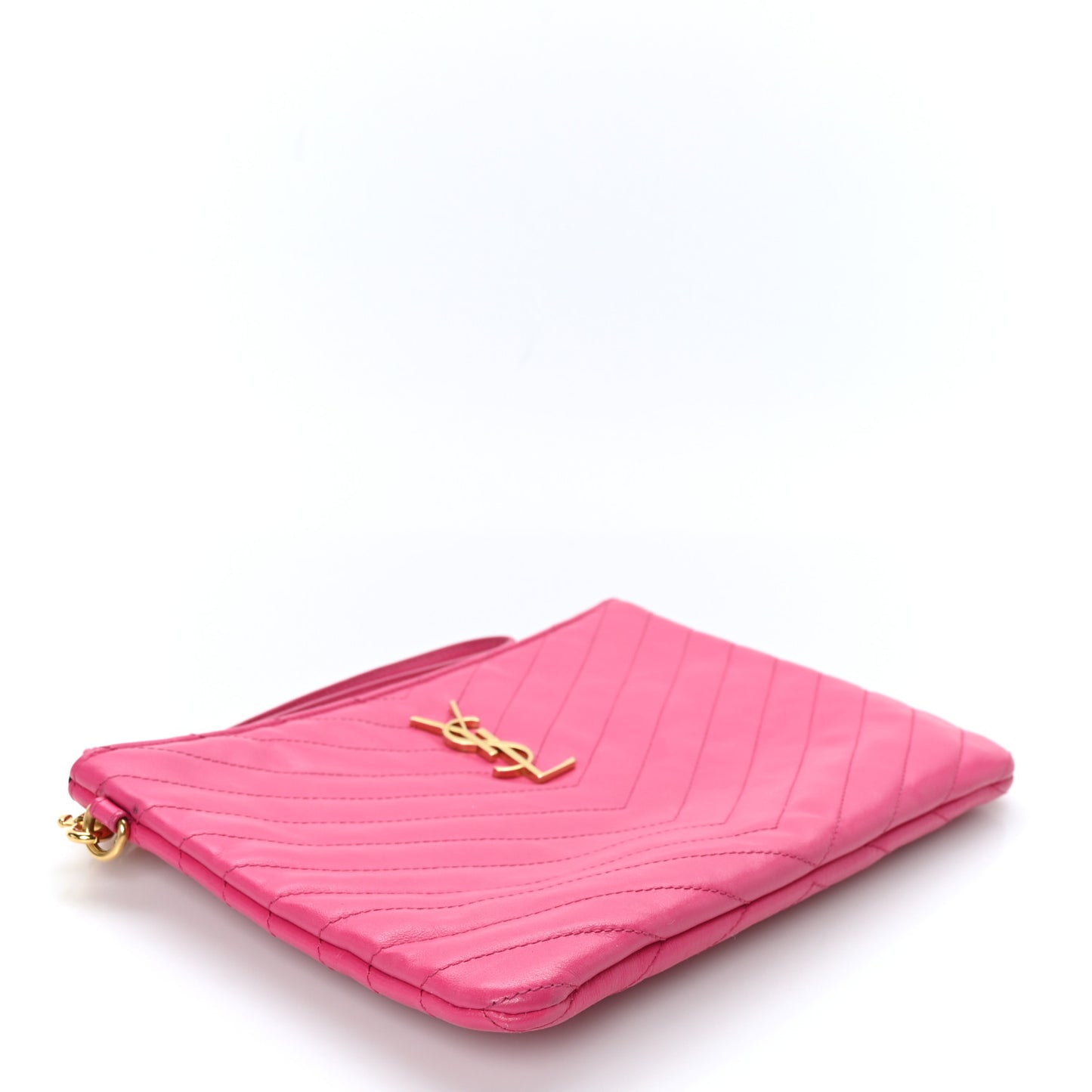 Calfskin Matelasse Chevron Monogram A5 Wristlet Bubblegum