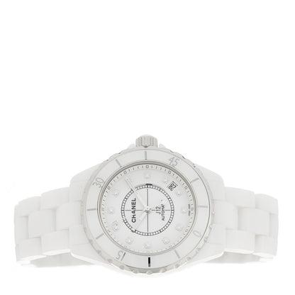 Chanel Stainless Steel Ceramic Diamond 38mm J12 Automatic Watch White 2 of 5