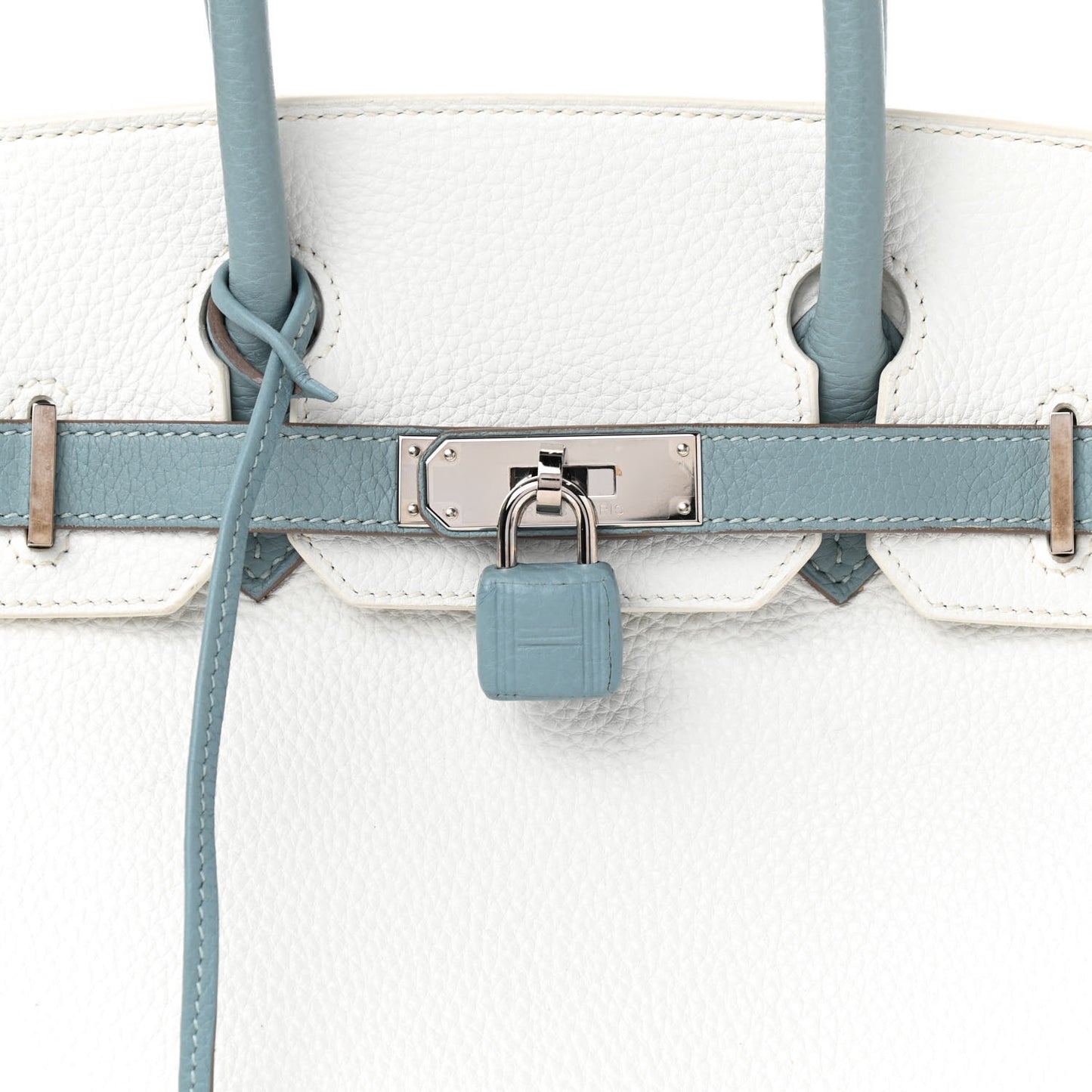 Togo Bi-Color Horseshoe Birkin 30 White Ciel