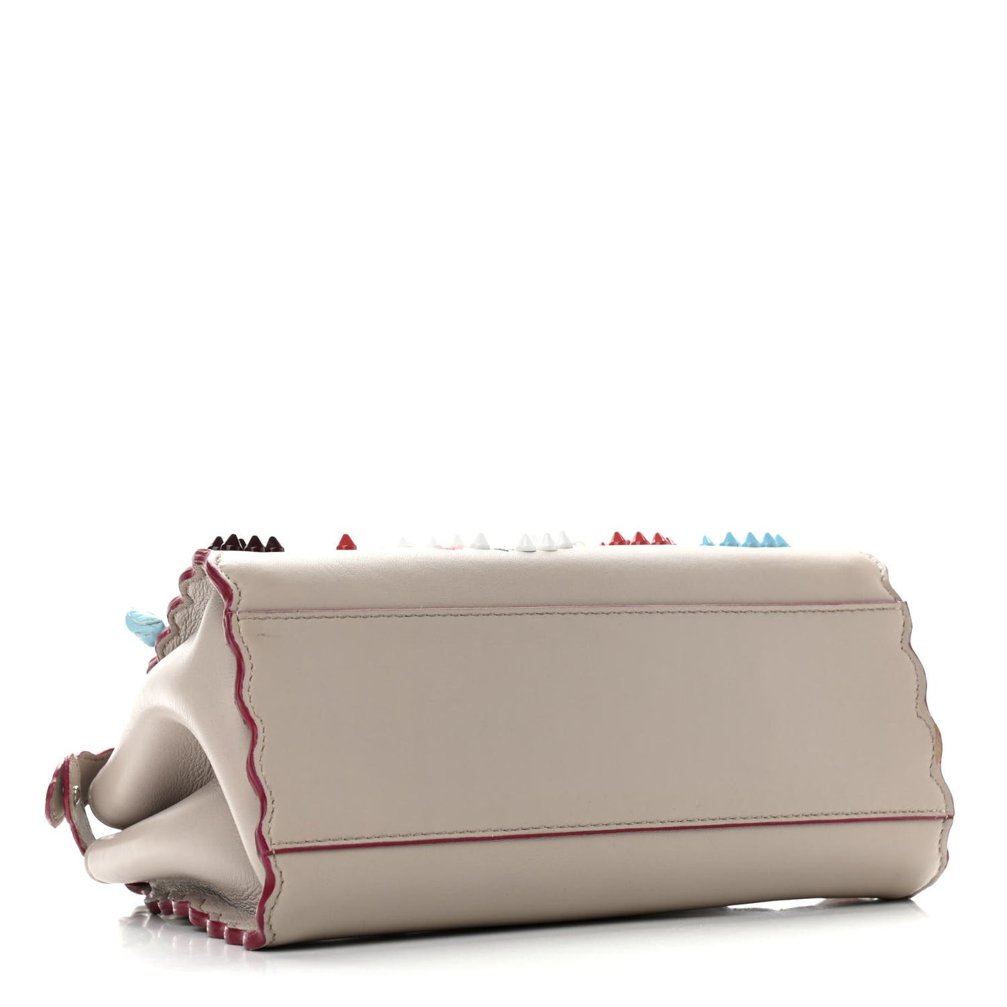 Nappa Embroidered Flower Scalloped Mini Peekaboo Iconic Satchel Grigio Polvere